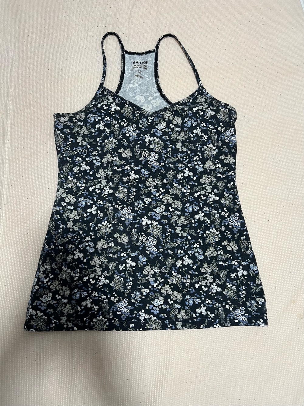 Garage Black Floral Racerback Cami